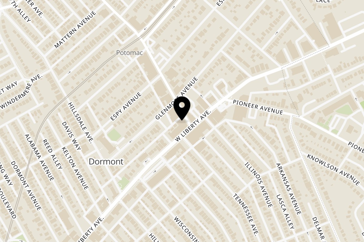 Map showing the location of Thai Spoon on 1409 Potomac Ave in Pittsburgh